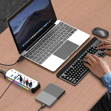 Carica l'immagine nel visualizzatore di Gallery, 4-7 Ports USB3.0 HUB Cable Splitter Aluminum Alloy RGB Light Wire Converter Charging Dock with Switch for Laptop Mobile Phone