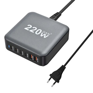 220W Desktop GaN Quick PD Charger 7/6 Ports USB Type C USA EU AUS UK Plug Adapter Mobile Phone Laptop PC Charging Dock Stand