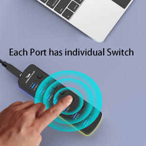 7 Ports USB3.0 HUB RGB Light Data Transfer Cable Splitter Charging Dock with Switch DC5V Power Port Computer Cord Wire Converter