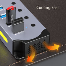 Carica l&#39;immagine nel visualizzatore di Gallery, 4-7 Ports USB3.0 HUB Cable Splitter Aluminum Alloy RGB Light Wire Converter Charging Dock with Switch for Laptop Mobile Phone
