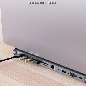 Type C Hub 100W PD Charger Adapter HDTV 1080P 4K 30HZ Audio 100 Mbps RJ45 Ethernet Cable Splitter USB Disk Micro SD TF Card Read