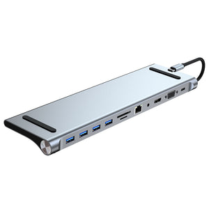 Type C Hub 100W PD Charger Adapter HDTV 1080P 4K 30HZ Audio 100 Mbps RJ45 Ethernet Cable Splitter USB Disk Micro SD TF Card Read